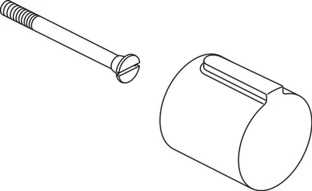 Zwei Komponenten: Ein Schraubenkopf mit Schlitz und ein zylindrisches Bauteil mit einer Nut. Ideal Standard-Produkt zur Befestigung oder Verbindung in einem System.